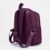 A backpack with a zipper, an outer pocket, 2 side pockets, a wallet, a purple color