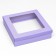 The box is folding, lid is lilac, lilac, with a window 30 x 30 x 8 cm