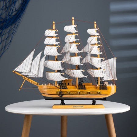 Souvenir medium -sized “Astrilde” ship, light tree, beige sails, 48.5x4x8 cm-17