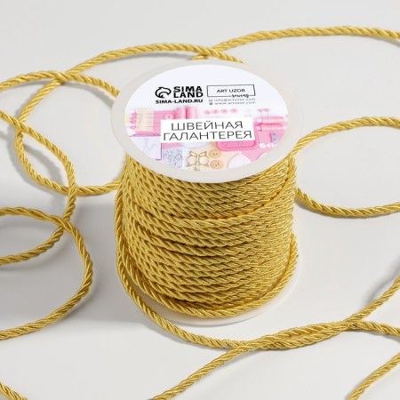Cord twisted, d = 3 mm, 25 ± 1 m, gold color