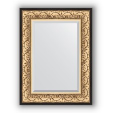 Mirror with fatset in the baguette frame - Baroque gold 106 mm, 60 x 80 cm, evoForm