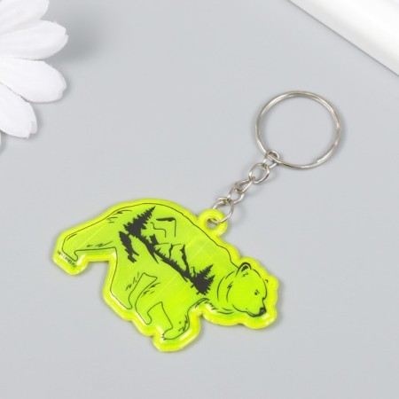 A keychain plastic reflective "brown bear and mountains" 3.4x5.5 cm-1