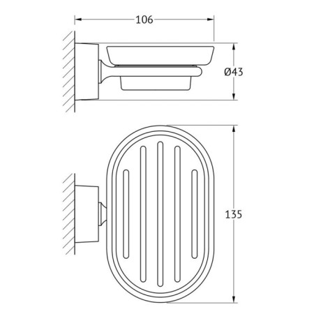 Soap holder, matte crystal, chrome, fbs-1