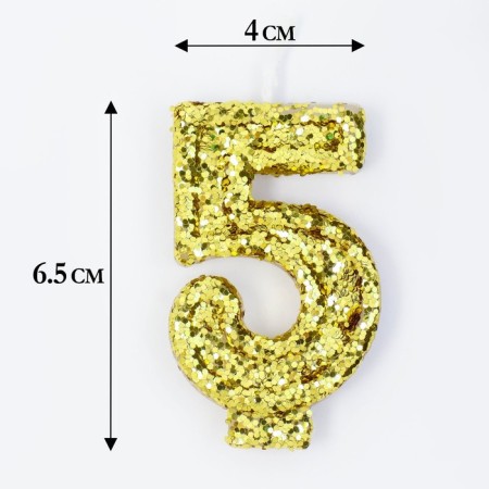 Candle in the cake "Squeezes", number "5", gold, 6.5x4-1