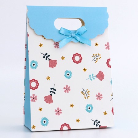 Gift box-package, packaging with a cut handle, "Summer Flowers", 14 x 6 x 21 cm