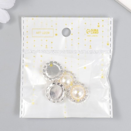 Decor for creativity Metal "Pearl in lace" set of 4 pcs 1.8x1.8x0.5 cm-6