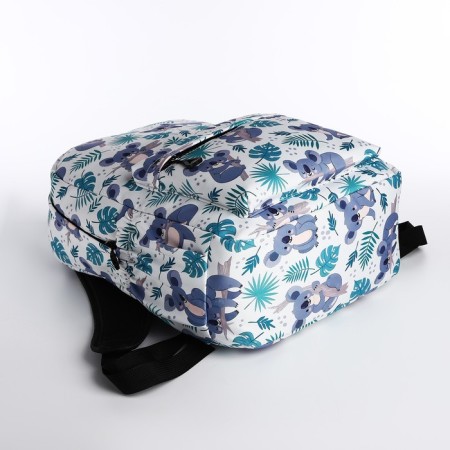 School backpack from textiles, 3 pockets, white/multi -colored color-4