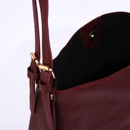 Button bag bag, burgundy color-5