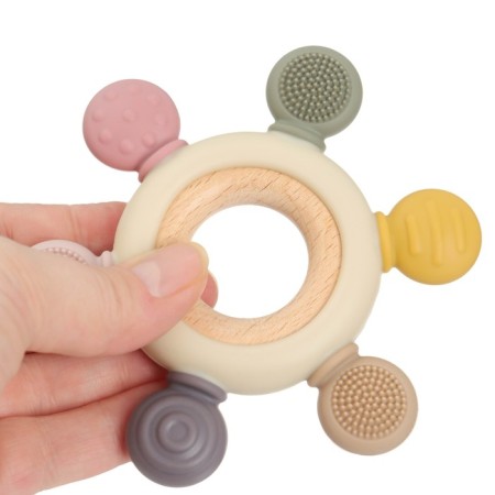 Silicone rejector "massager", pink, beige color, mum & baby-10