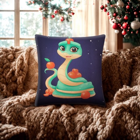 Pillow Ethel "Snake with Mandarins" 40x40 cm, 100% p/e, velor-4