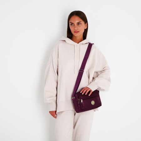 Cross-Bodi Bag with zipper, purple color-5