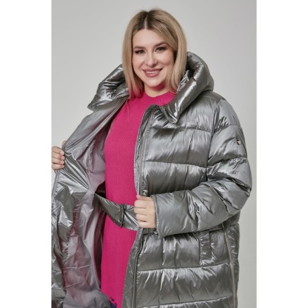 Female coat, size 66, gray color-4