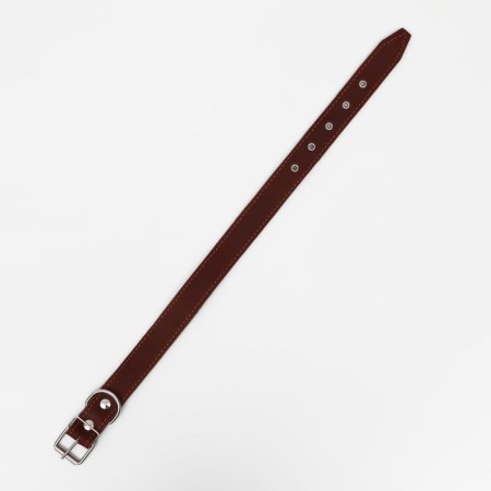 Leather collar on synthetic winterizer, 70 x 3.5 cm, Osh 45-60 cm, brown-2