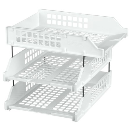 A set of paper trays horizontal Starong Istanus, 3 pieces, on metal rods, white-5