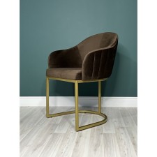 SHELL chair, 56 × 63 × 83 cm, brown color, gold frame