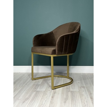 SHELL chair, 56 × 63 × 83 cm, brown color, gold frame