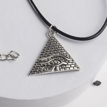 Piece on the lace "Eye RA", color black silver on a black lace, 44 cm