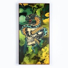 Wooden backgammon are large, with a snake 