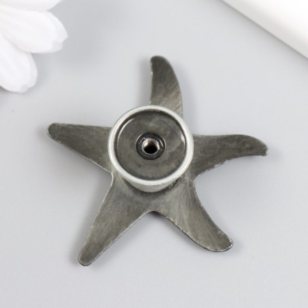 Handle for the casket metal "Sea star" aged silver 5.3x5.3x2.3 cm-2