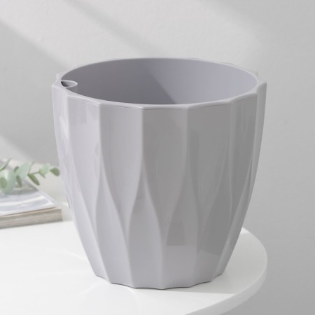 Kashpo for flowers with an insert "flute", 3 l, color gray color-1