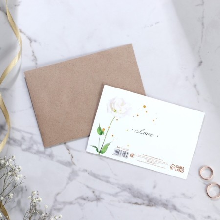 Invitation in a craft envelope for the wedding "White Roses", 10 x 15 cm-4