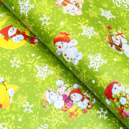 New Year. Paper packaging New Year's glossy "snowmen", 70 x 100 cm.-1