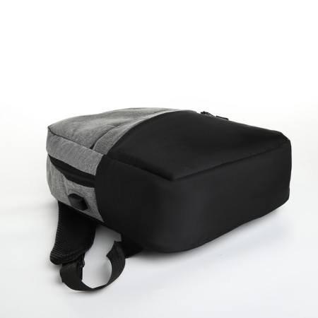 City backpack with USB from lightning textiles, 2 pockets, black/gray color-5
