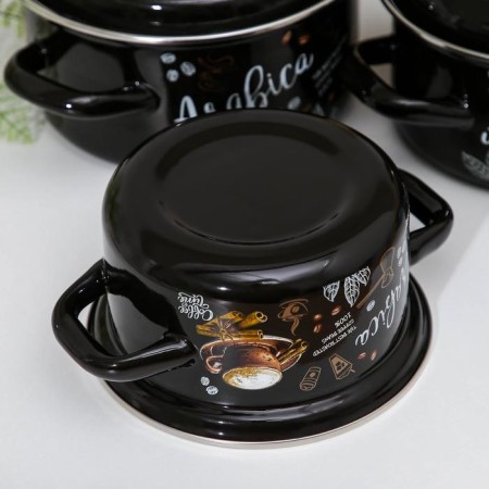 Set of pan “Arabica-1”: 3 subjects: 1 l, 1.5 l, 2.3 l, enameled covers, induction-2