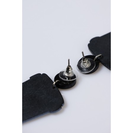 Acrylic earrings "cups of coffee", black and white color-4