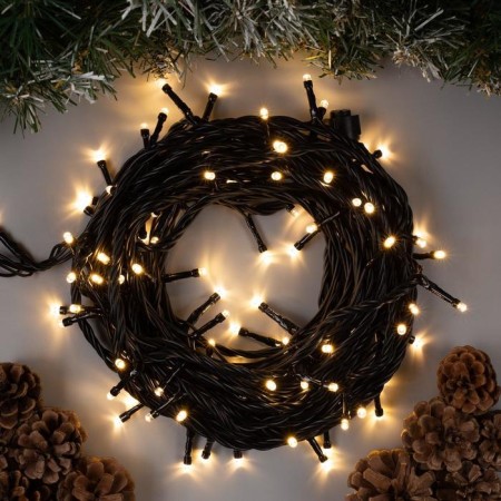 Garland "thread" 10 m, IP44, UMS, dark thread, 100 LED, glow warm white, 220 V