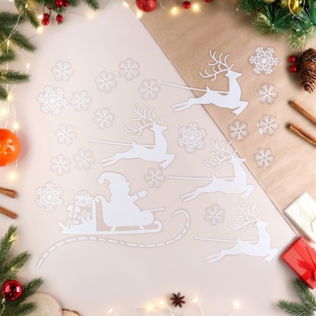 Stickers on the windows "New Year" Santa Claus with deer, 50 x 74 cm