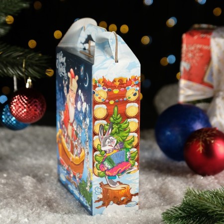 Giving Box "Santa Claus and Hares", 16.8 x 7 x 25 cm-3