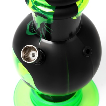 Bong, H-32 cm, "golden skulls", acrylic, green-1