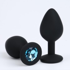 Anal traffic jam-hoods, with a crystal, without vibration, Soft silicone, 35 x 80 mm, black