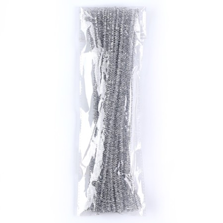 Wire with pile for crafts "Shine", set 50 pcs, size 1 pc: 30 × 0.6 cm, silver color-4
