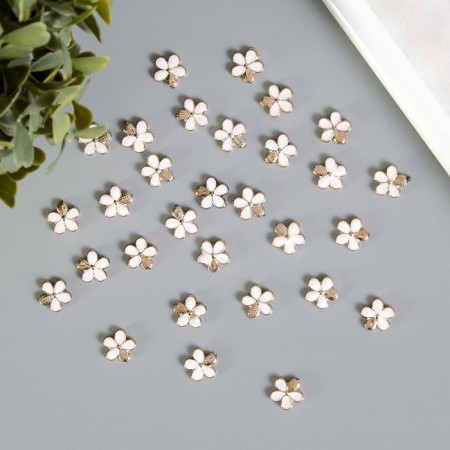 Decor for creativity plastic, enamel "Flower with a gold petal" set of 30 pcs 1.2x1.2 cm-2