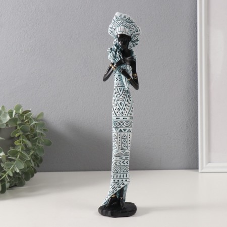 Polystone souvenir "African in gel, with a bouquet" Geometric patterns, blue 7.5x6.5x33.5 cm 103234