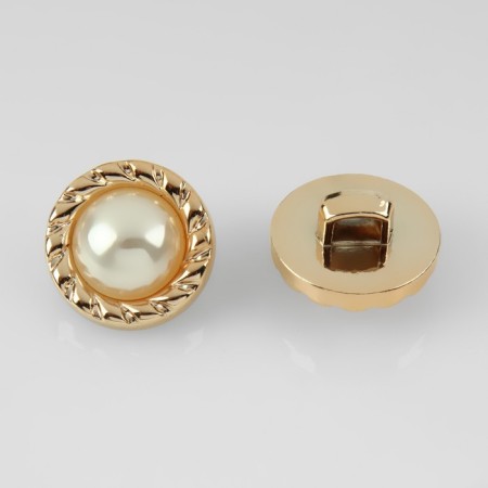 A button on the leg, with pearls, d = 15 mm, gold color-2