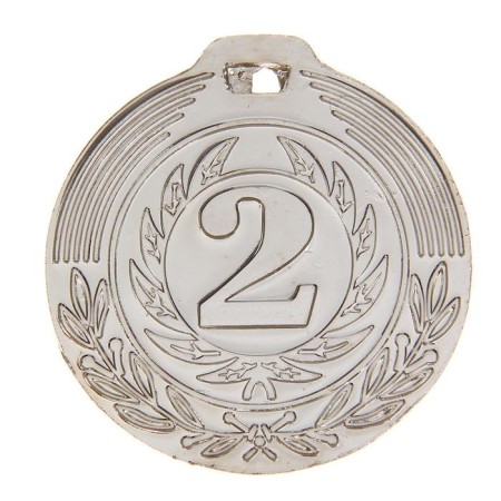 Prize medal 021, D = 4 cm. 2 place. Color: Silver. Without a tape-2