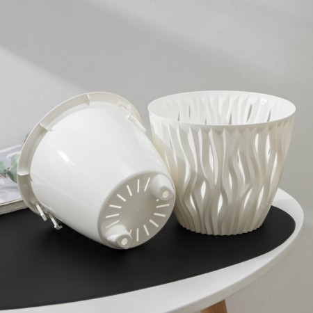 Kashpo for flowers with an insert “inspiration”, 1.6 l, white color-3