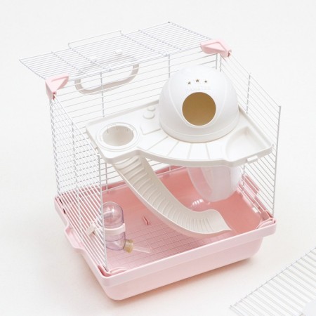 The cage for rodents is equipped, 27 x 19 x 28 cm, pink-3