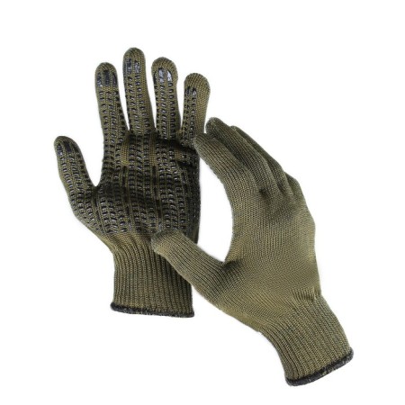 Garden gloves, x/b, knitting grade 10, 5 threads, 3-layer, size 10, with PVC dots, green, “olive”-2