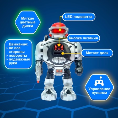 Robot radio -controlled "space fighter", light and sound effects, shoots discs, mix-3