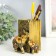 Souvenir Polystone Pencil "Elephant and Elephant in the Popone with Flower" Bronze 8.5x9x11.5 cm
