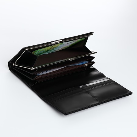 Women's wallet on magnets, black color-3