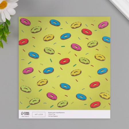 Scrapbooking paper "Donuts" density 180 grams set 10 pcs 15.5x17 cm-2