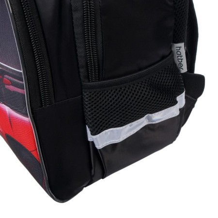 School backpack 37 x 26 x 17 cm, ergonomic back, Hatber Primary School "Red Auto" Black/Red-10