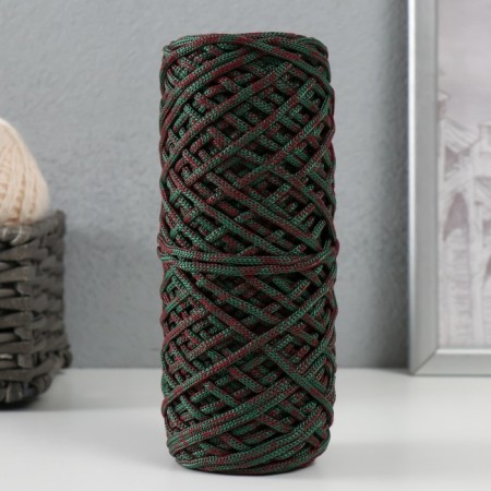 Knitting cord 35% cotton, 65% polypropylene 3 mm 85m/160 ± 10 g (cherry/emerald)