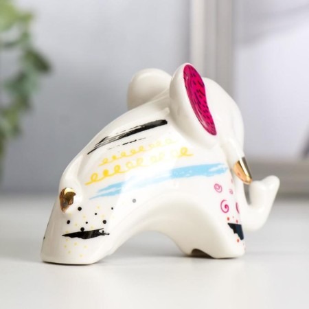 Souvenir Ceramics "Elephant with a zigzag on the ears" Color spots 7x4.2x9.8 cm-2