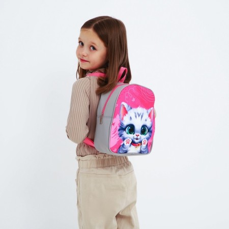 Baby backpack for a girl "Kitten", 27x23 cm-6